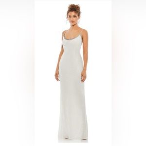 White beaded Mac duggal gown